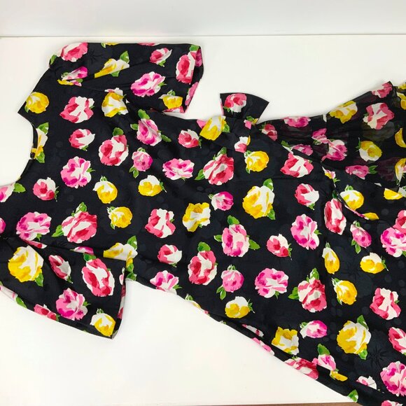 Vintage Raul Blanco Floral Silk Formal Retro Shift Bow Dress Sz 8 - Picture 10 of 16